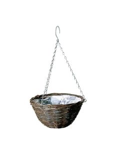 Willow & Black Rattan Round Baskets - 25cm / 10”