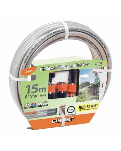 Claber Silver Elegant Plus Hose Pipe - 1/2" x 15m + Hose Kit