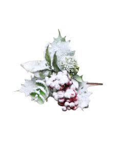 Eucalyptus, Holly & Red Berry Snowy Pick