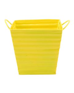 Ribbed Square Tin Planters - Yellow - 17cm