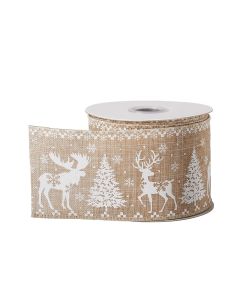 Wonderland Wired Ribbon - Natural - 64mm x 10m