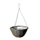 Willow & Black Rattan Round Baskets - 30cm / 12"