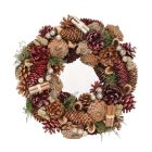 Burgundy Cone and Cinnamon Wreath - 30cm