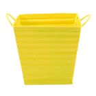 Ribbed Square Tin Planters - Yellow - 17cm